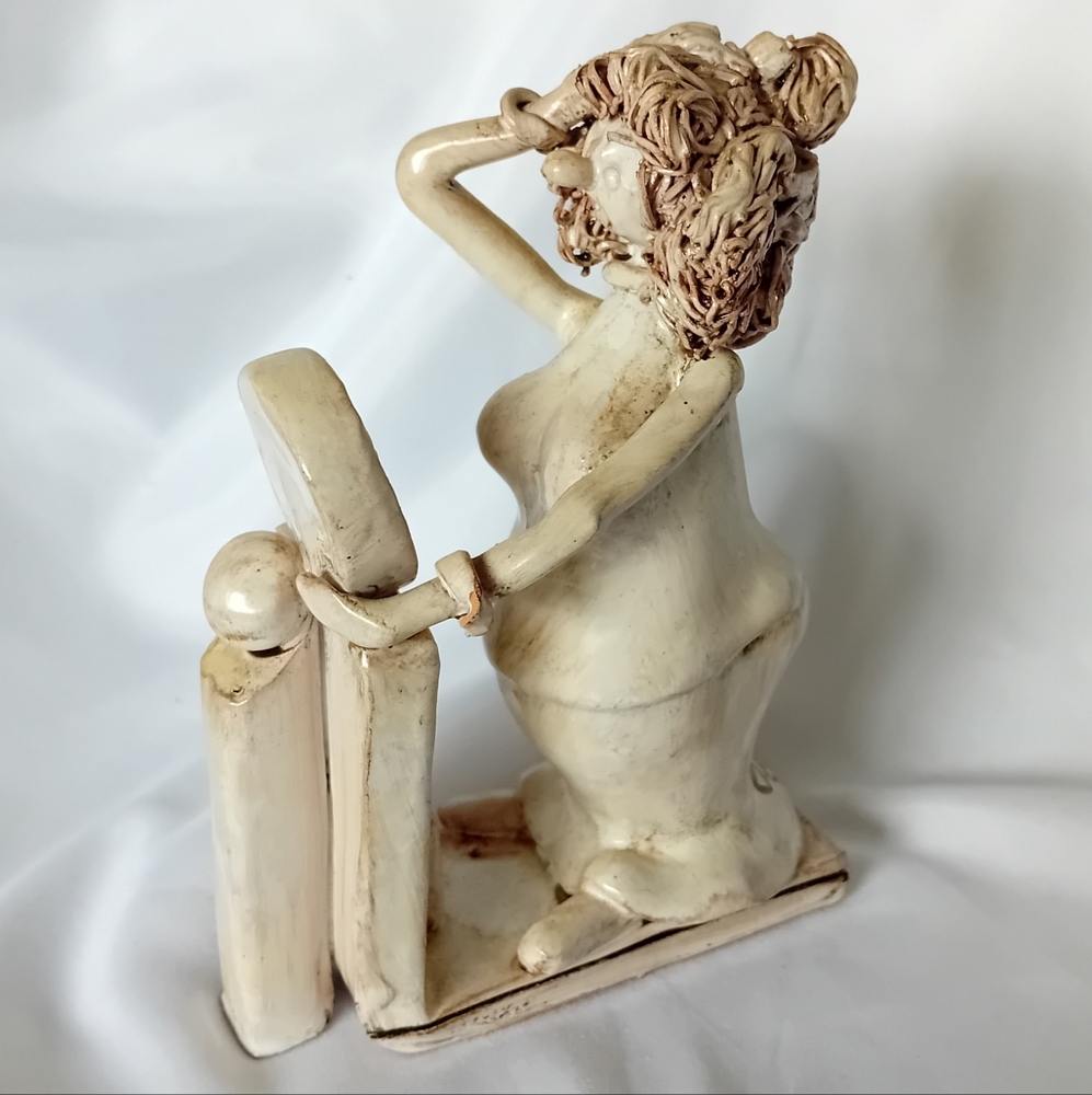 Hand Made Artist Signed Lady On Scale Figurine